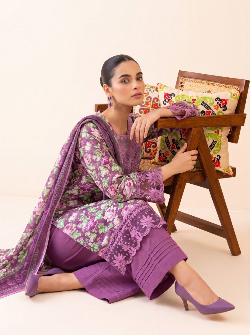 Plum Zariya Printed Embroidered Stitched Suit – 2007