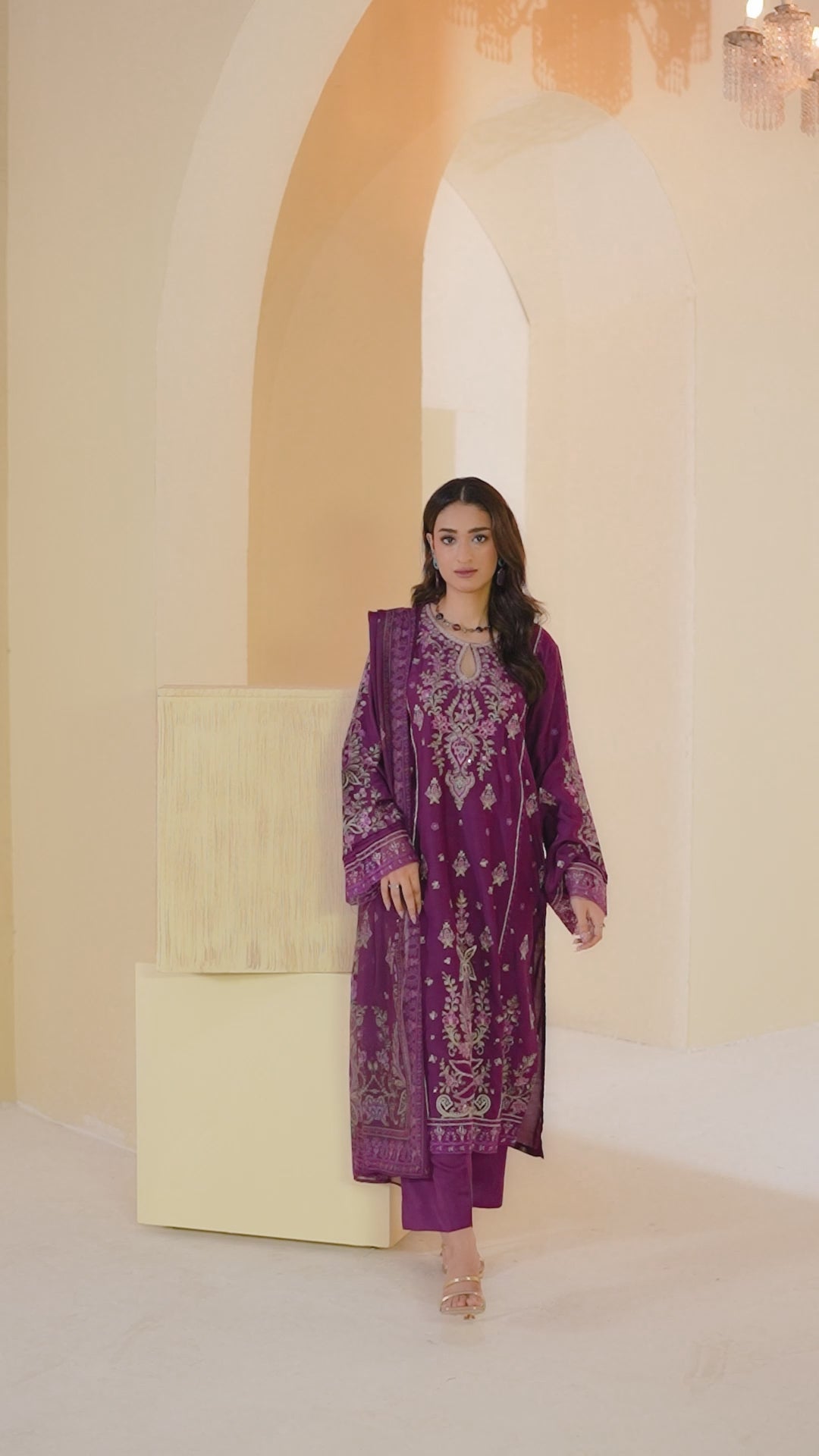 Plum Empress Embroidered Stitched Suit – 1002