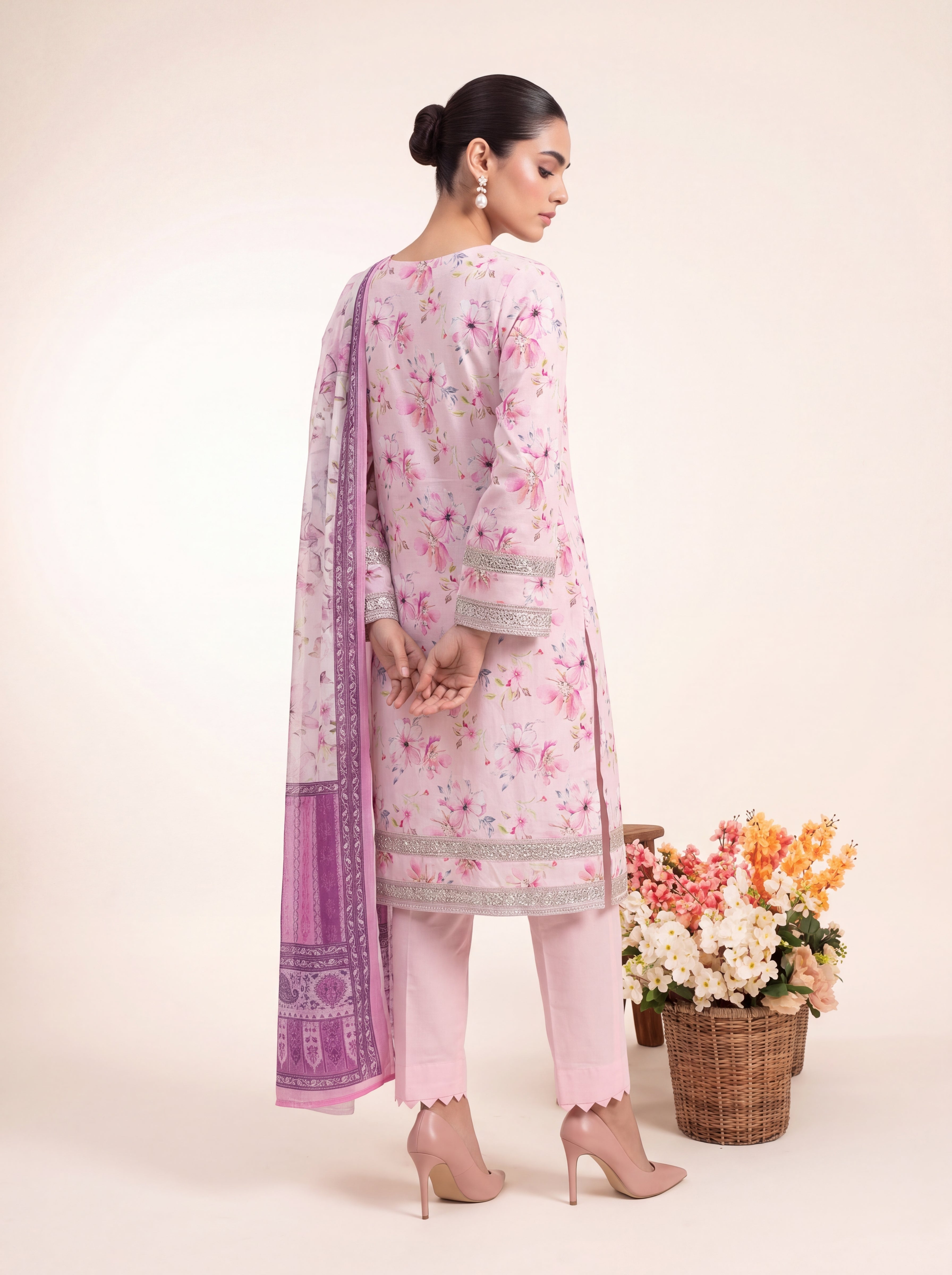 Blush Rosé Printed Embroidered Stitched Suit – 2005