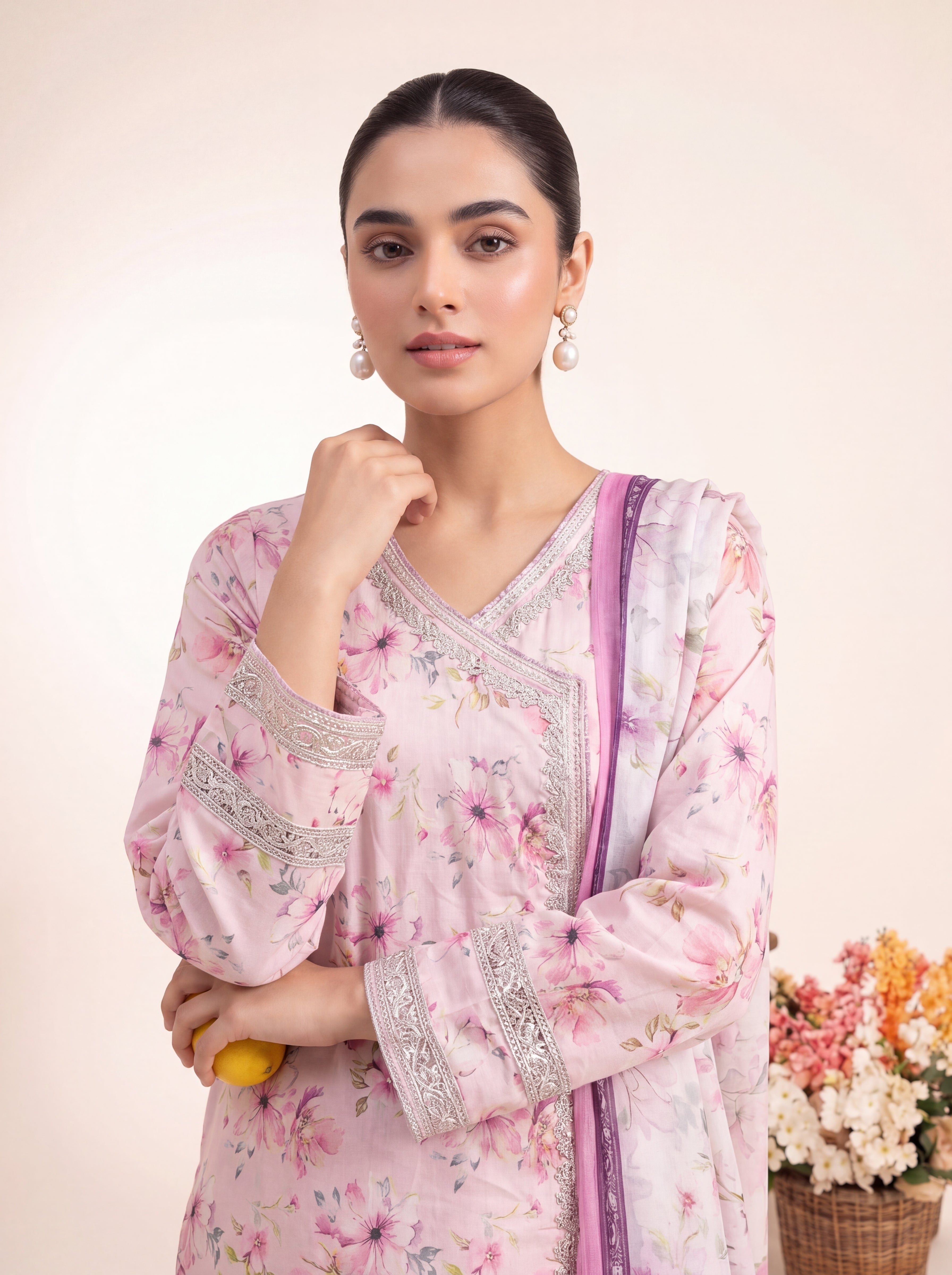 Blush Rosé Printed Embroidered Stitched Suit – 2005